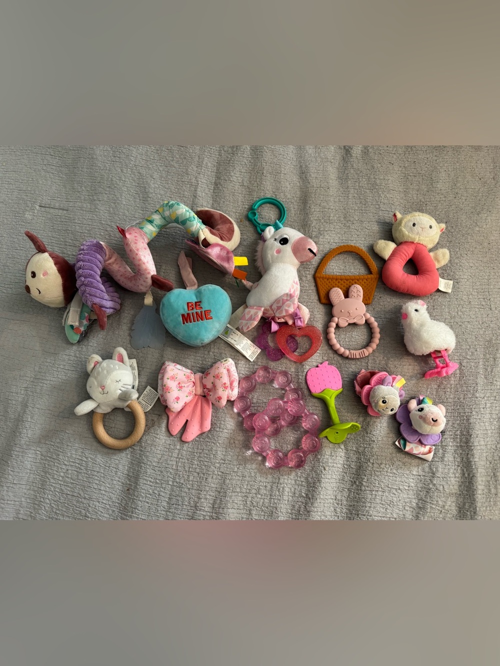 Plush Llama Baby Rattle Toy - Pink & White